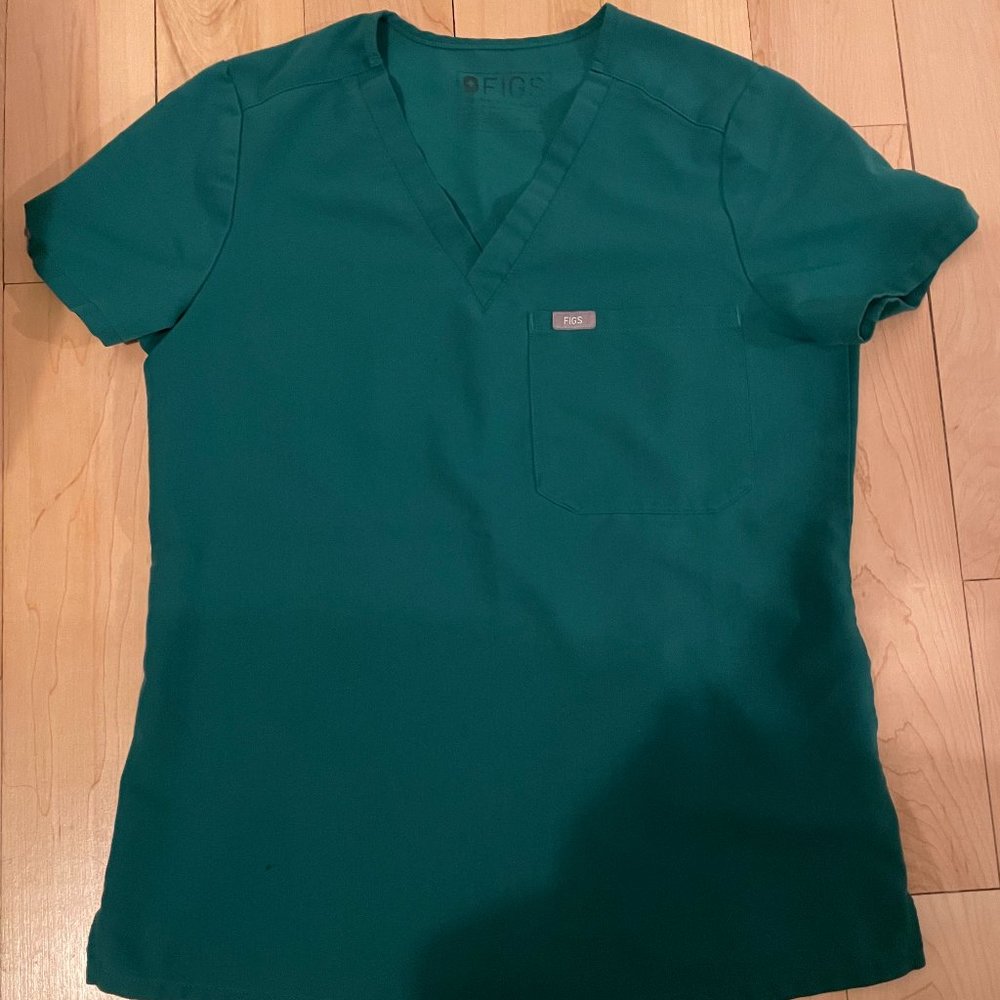 FIGS Hunter Green Catarina One-Pocket Scrub Top | Size XS